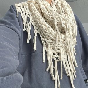 White Frilled Infinity Scarf